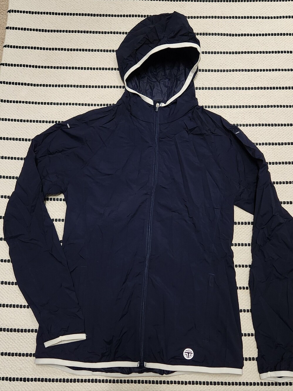 Tory Burch Navy Packable Hooded Jacket Size XS